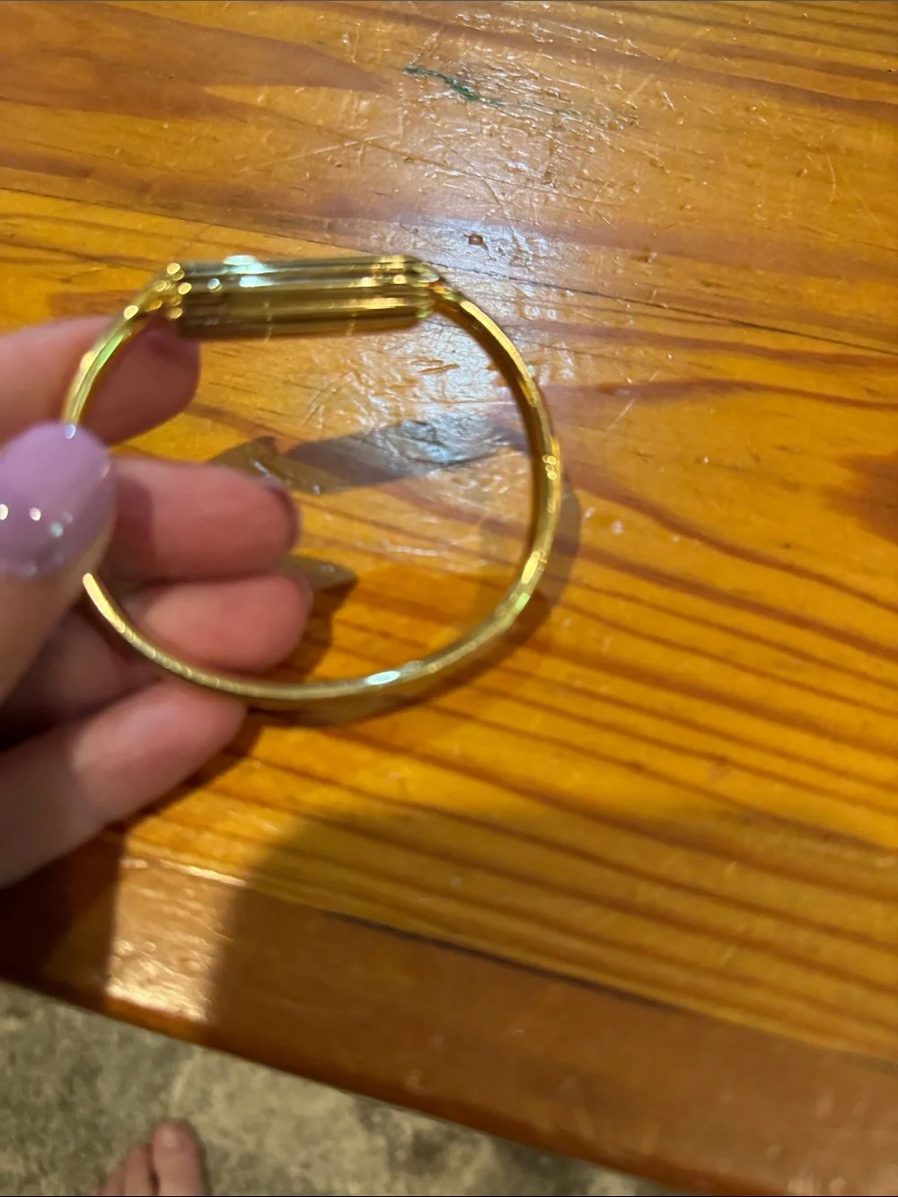 Gold Ribbed Cuff Bracelet - Picture 2 of 3